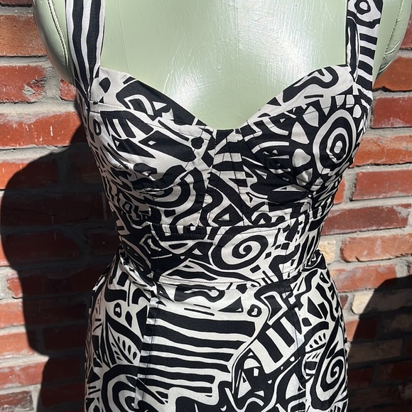 Phoebe Couture black and white print Butterfly Dress Sz2 - Picture 5 of 9